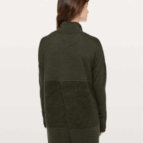 Lululemon Sit In Lotus Sweater Wrap 6 Heathered Dark Olive - Picture 2 of 8